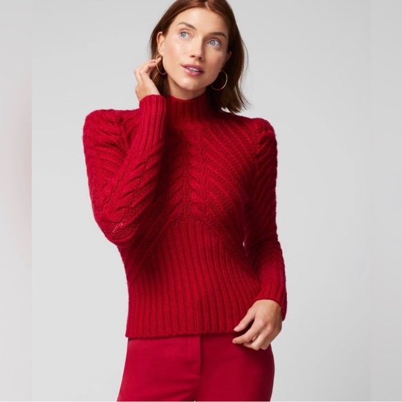 White House Black Market Vibrant Red Turtleneck Sweater - Picture 1 of 9